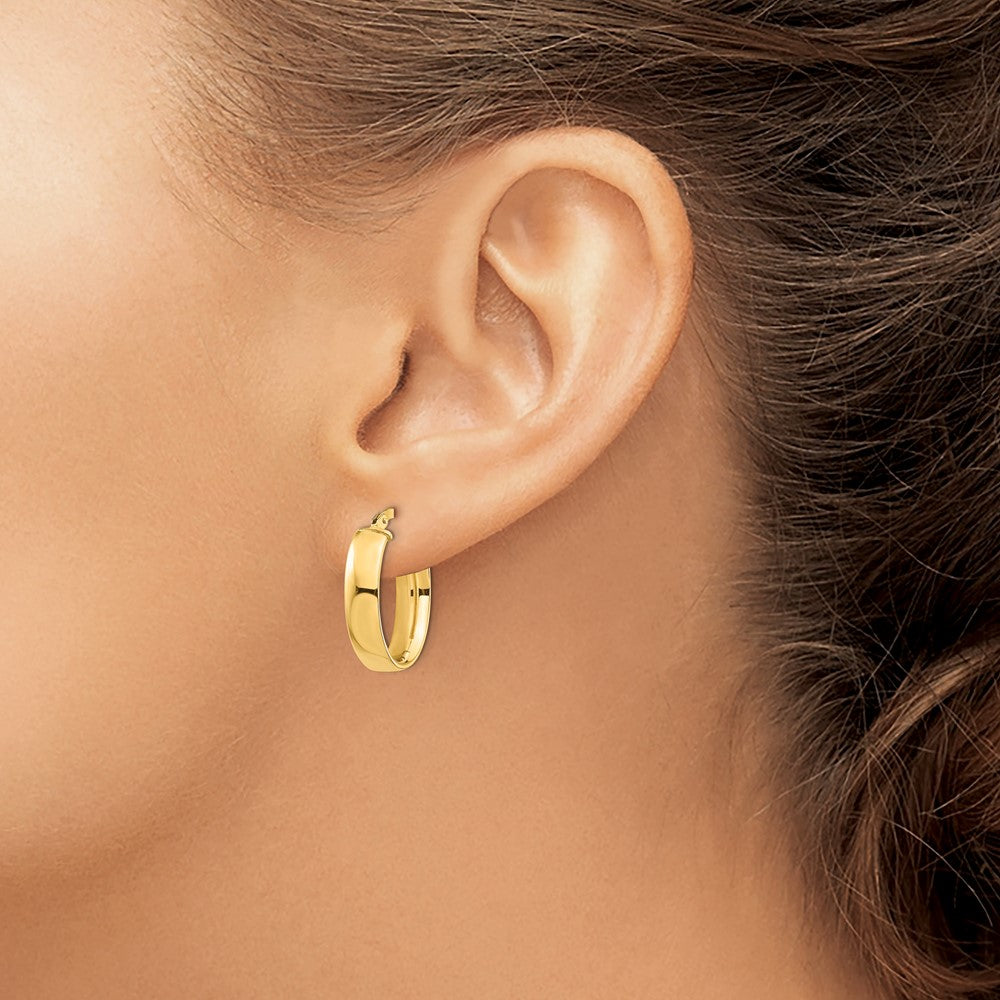 14k 5x20mm High Polished Oval Tube Hoop Earrings