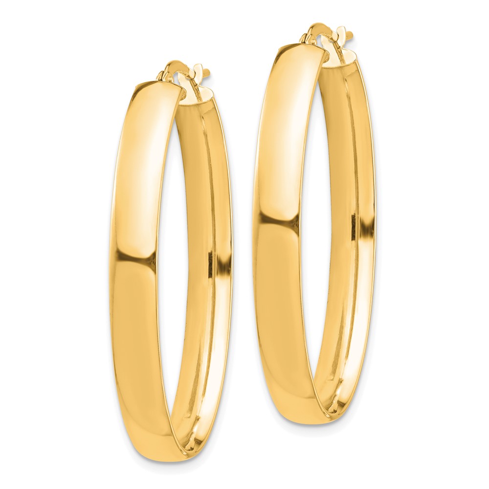 14k 5x40mm High Polished Oval Tube Hoop Earrings