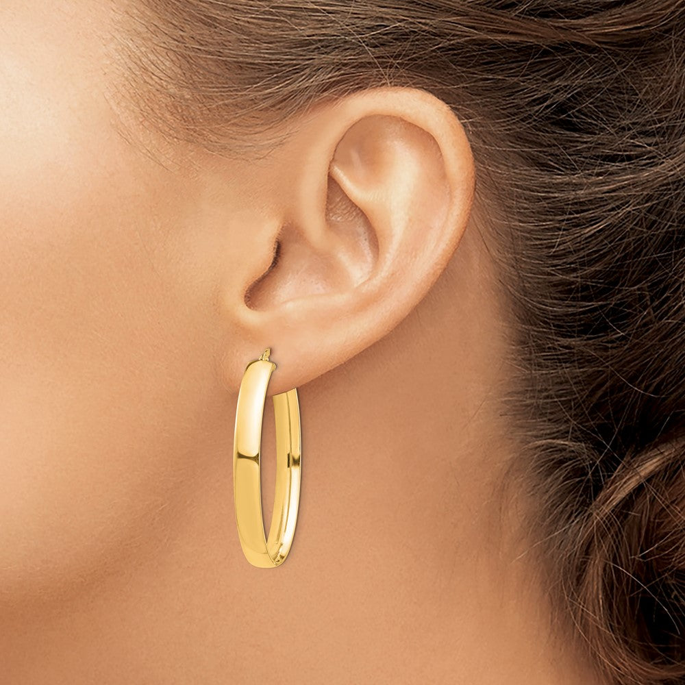 14k 5x40mm High Polished Oval Tube Hoop Earrings