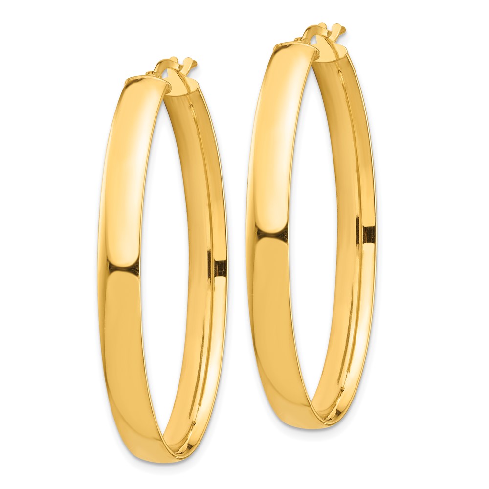 14k 5x44mm High Polished Oval Tube Hoop Earrings