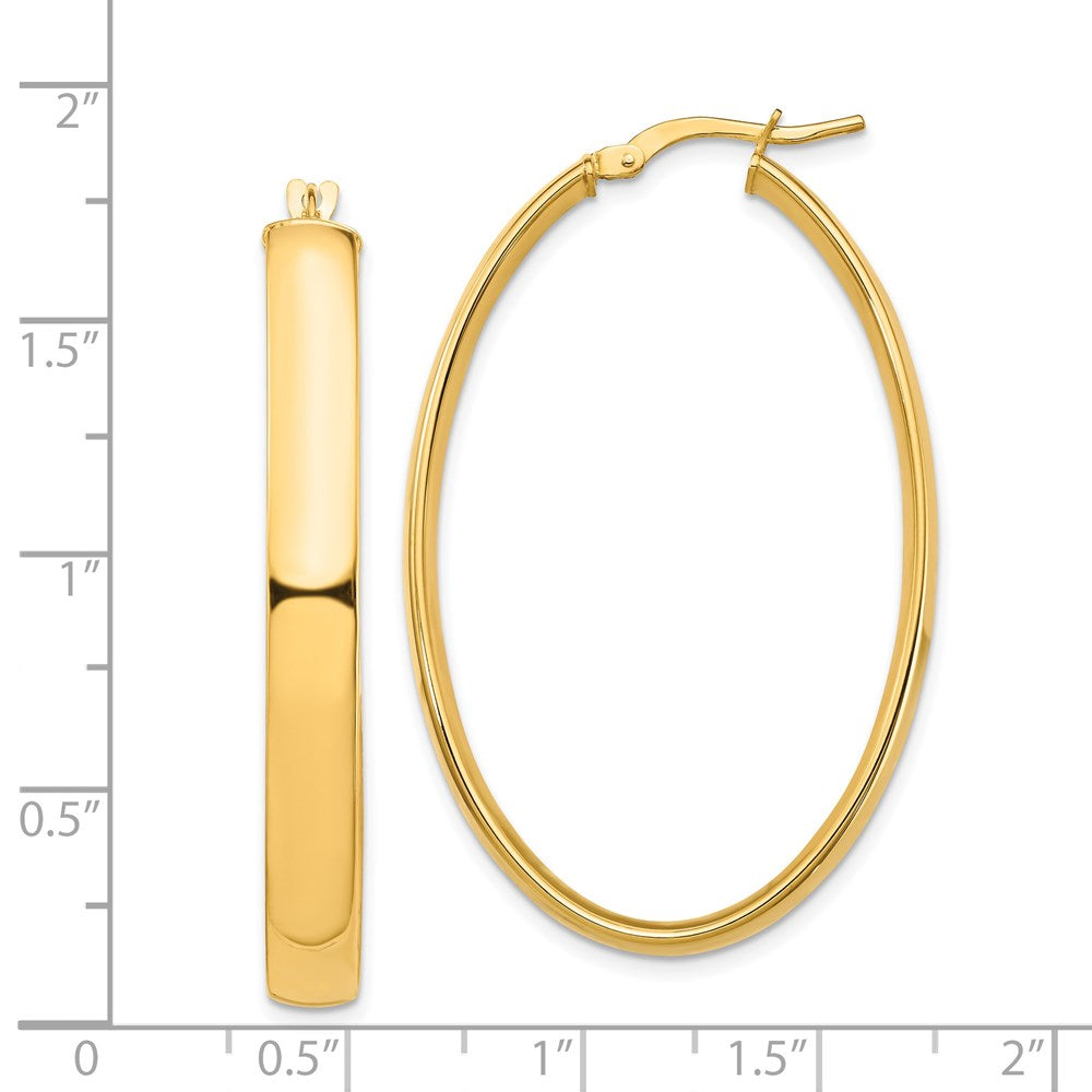 14k 5x44mm High Polished Oval Tube Hoop Earrings