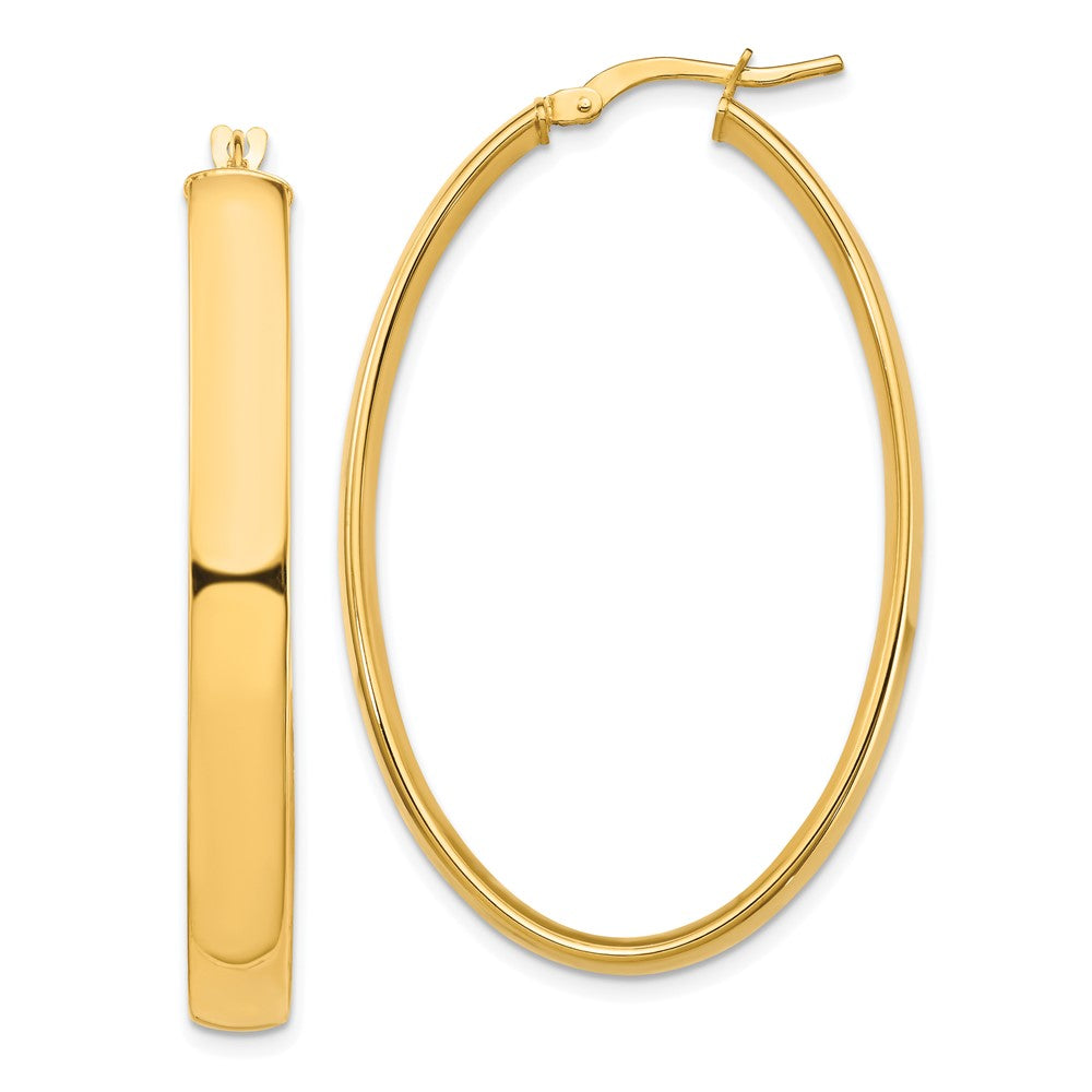 14k 5x44mm High Polished Oval Tube Hoop Earrings
