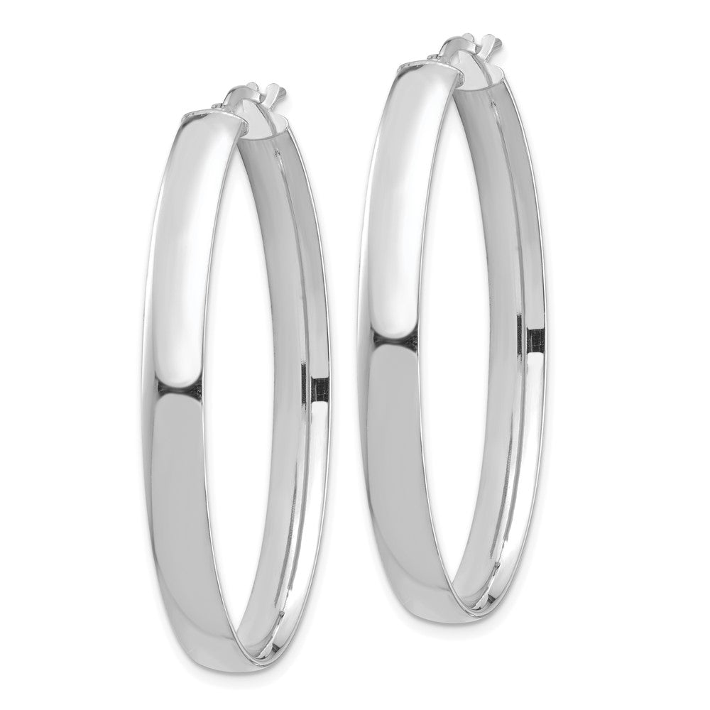 14k White Gold 5x44mm High Polished Oval Tube Hoop Earrings