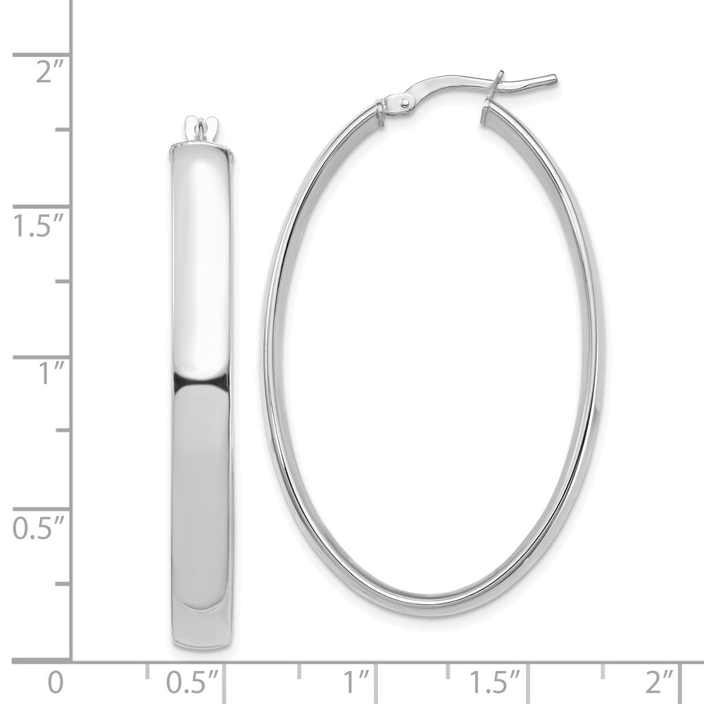 14k White Gold 5x44mm High Polished Oval Tube Hoop Earrings
