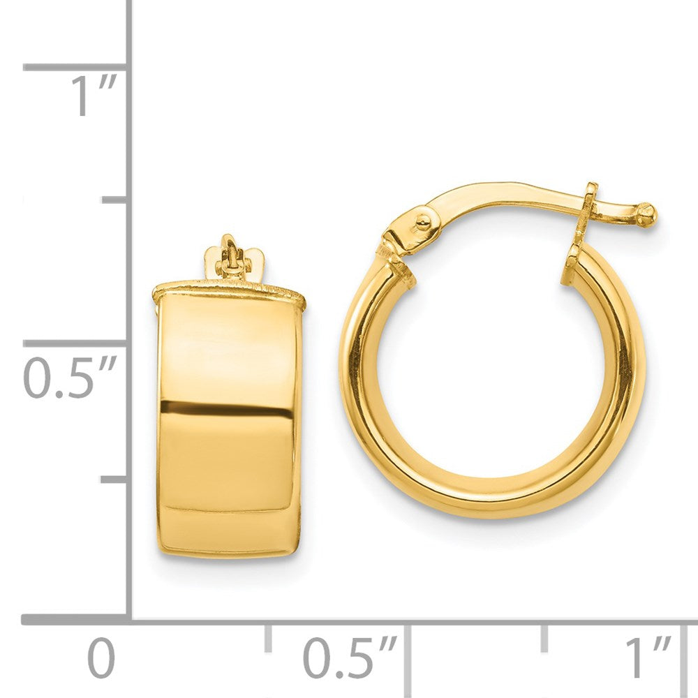 14k 7x14mm High Polished Tube Hoop Earrings