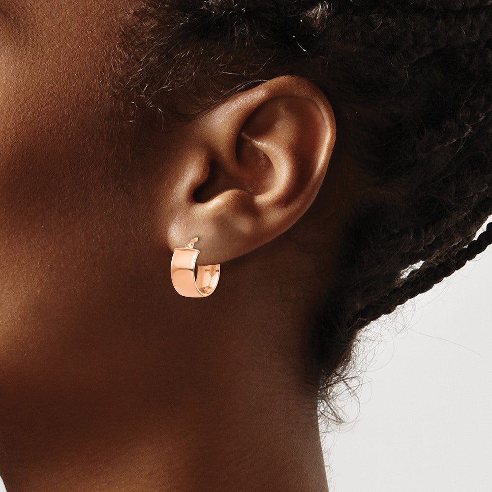 14k Rose Gold 7x14mm High Polished Tube Hoop Earrings