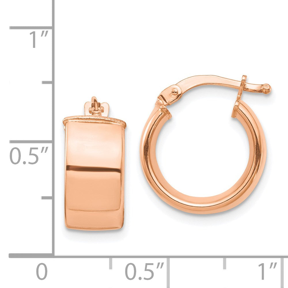 14k Rose Gold 7x14mm High Polished Tube Hoop Earrings