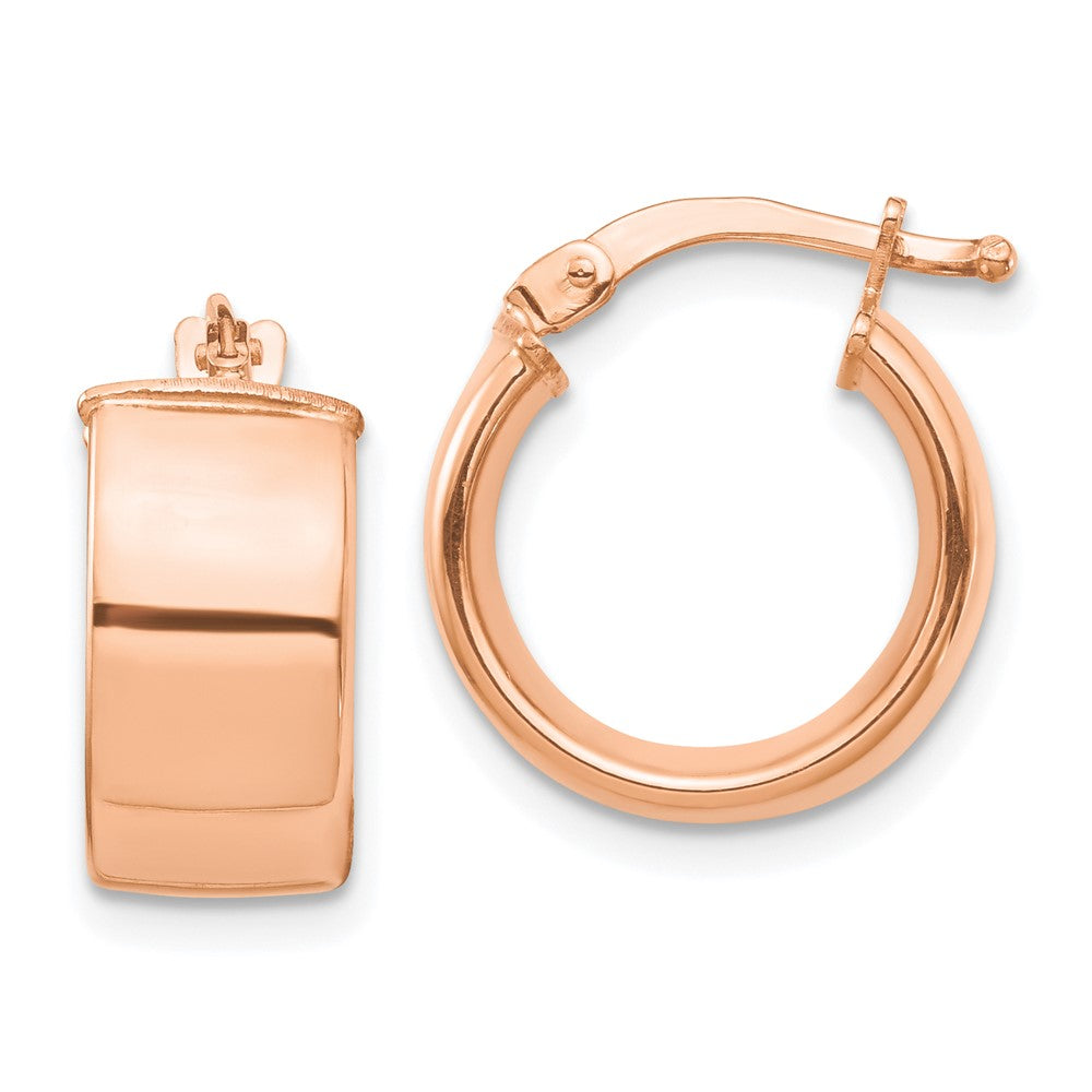 14k Rose Gold 7x14mm High Polished Tube Hoop Earrings