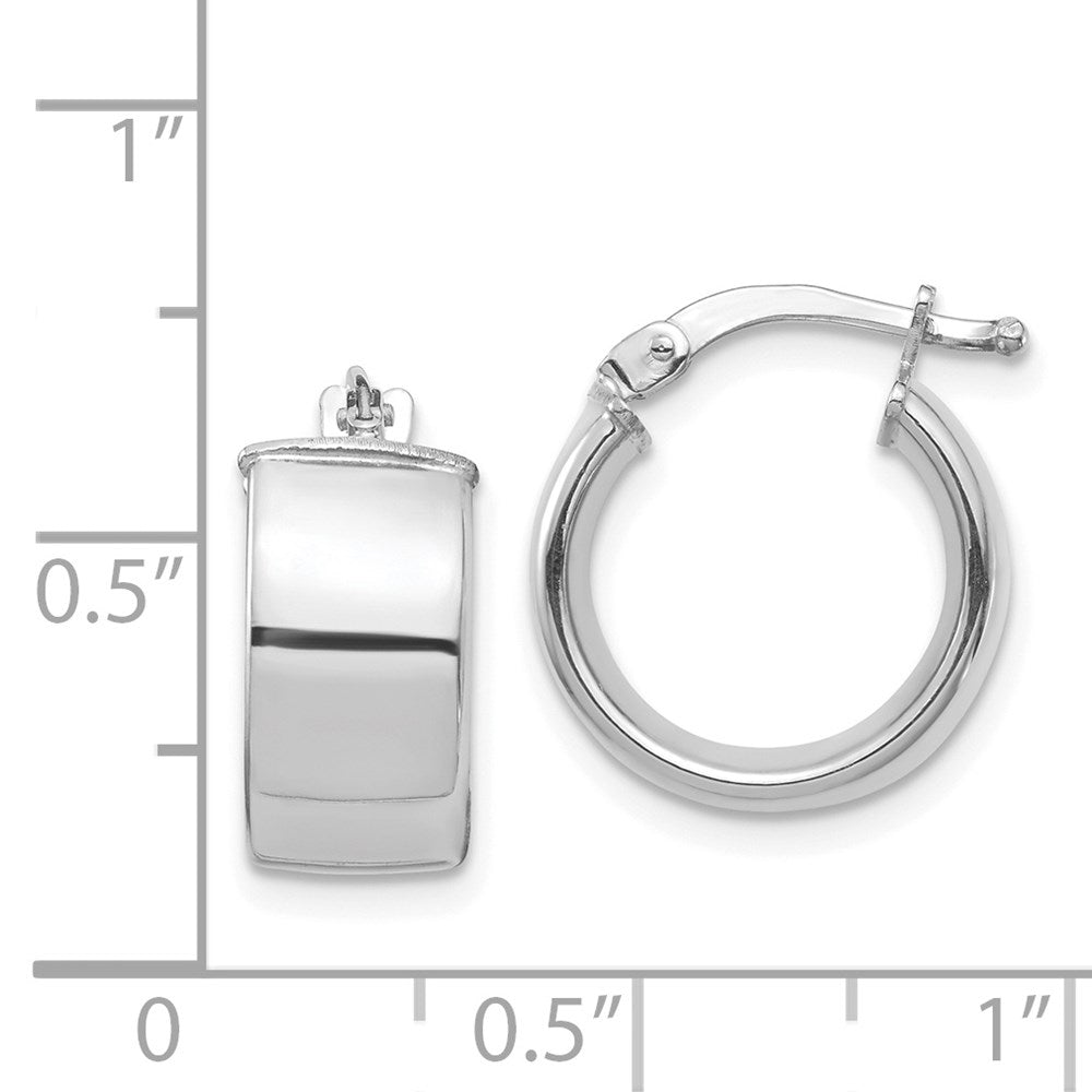 14k White Gold 7x14mm High Polished Tube Hoop Earrings