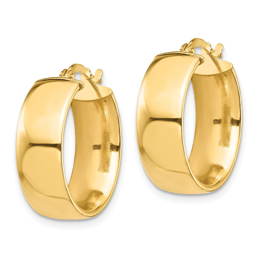 14k 7x20mm High Polished Tube Hoop Earrings
