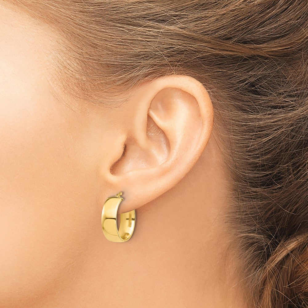 14k 7x20mm High Polished Tube Hoop Earrings