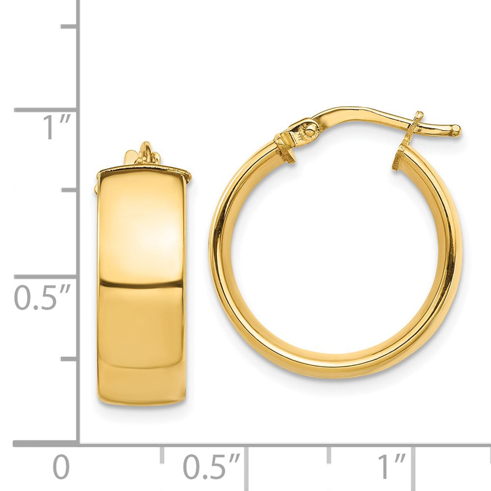 14k 7x20mm High Polished Tube Hoop Earrings