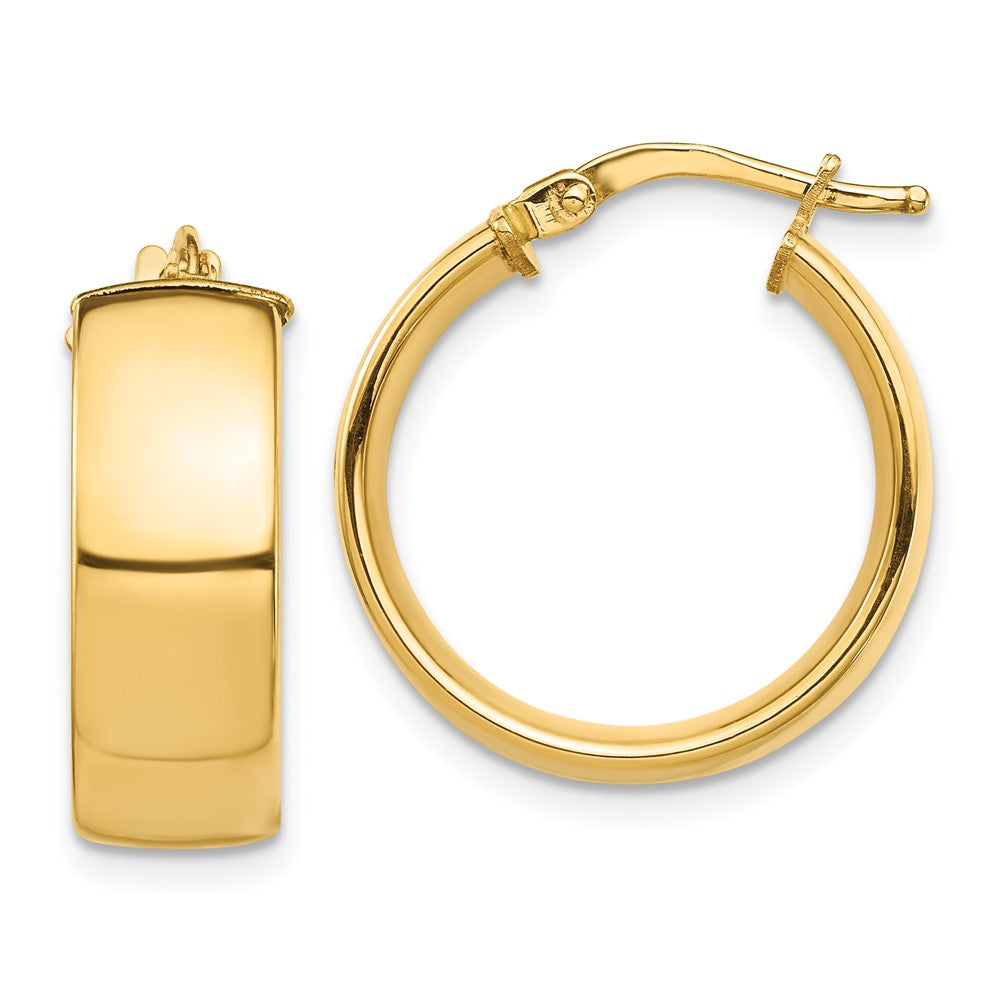 14k 7x20mm High Polished Tube Hoop Earrings