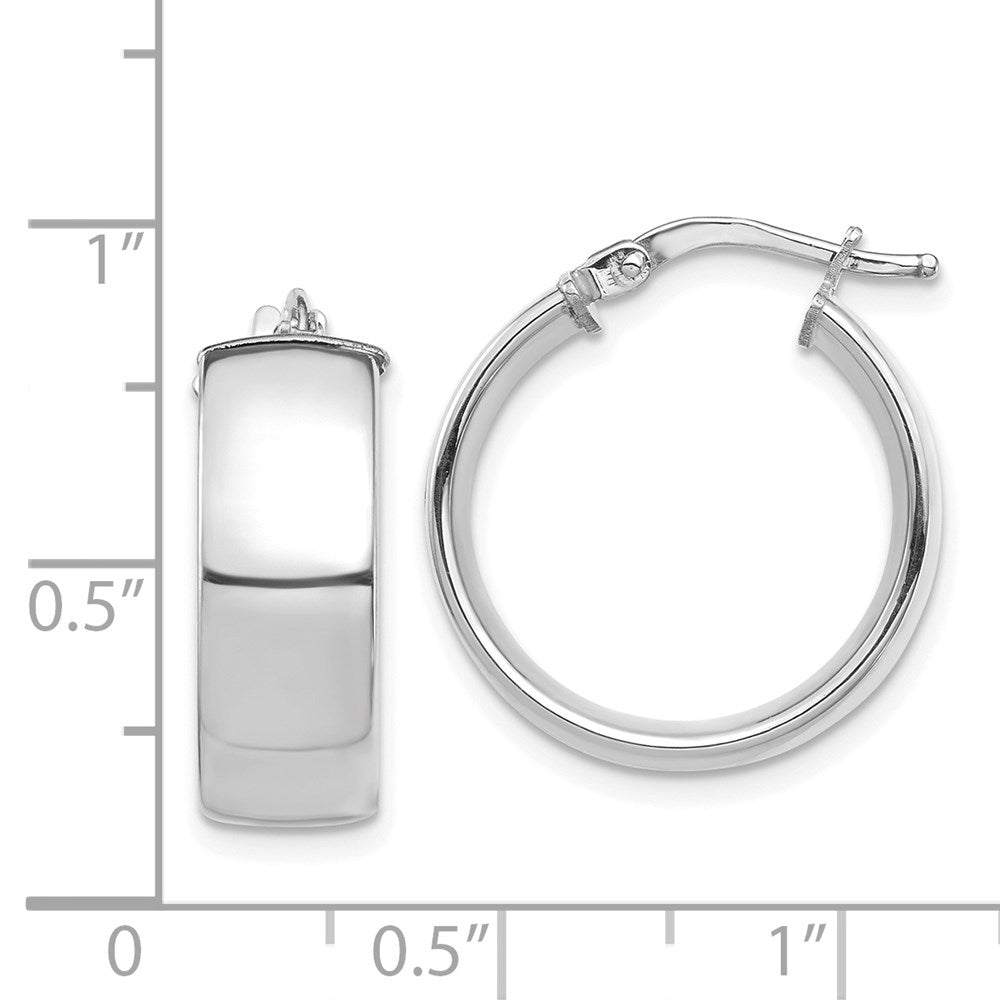 14k White Gold 7x20mm High Polished Tube Hoop Earrings