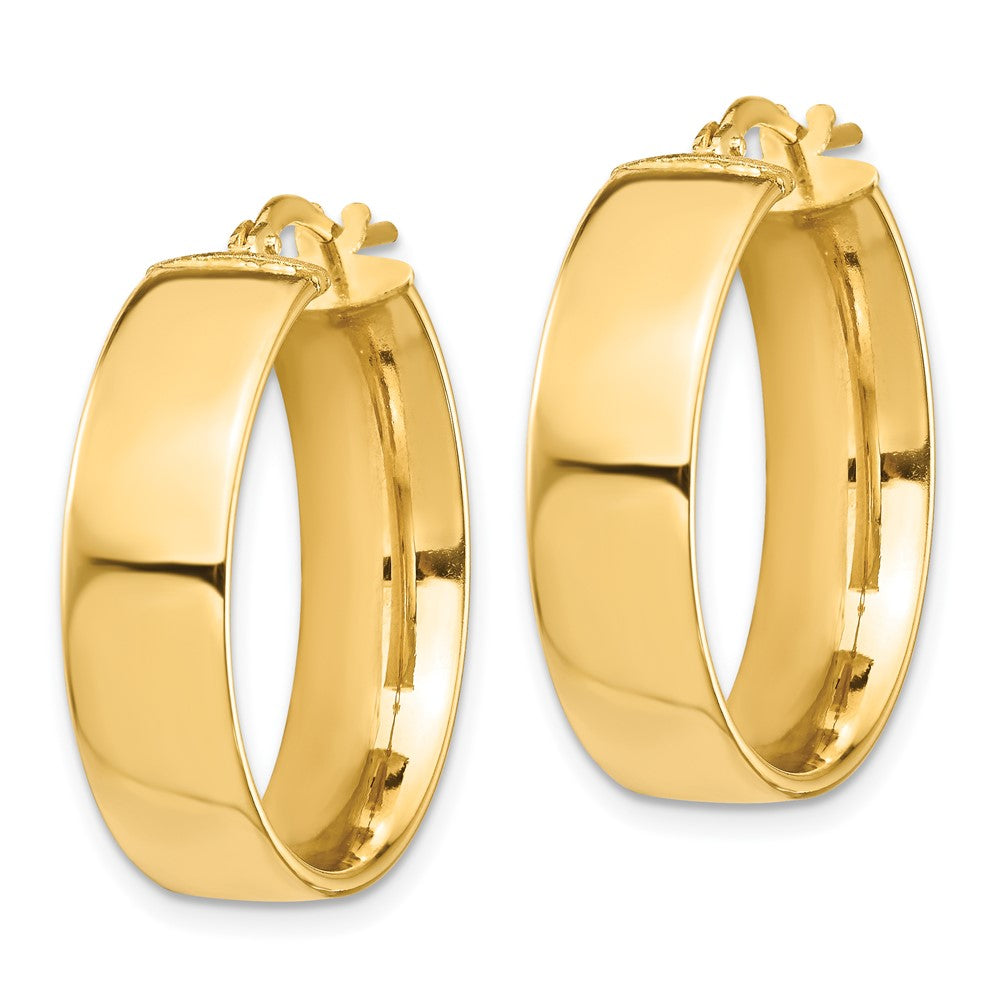 14k 7x24mm High Polished Tube Hoop Earrings