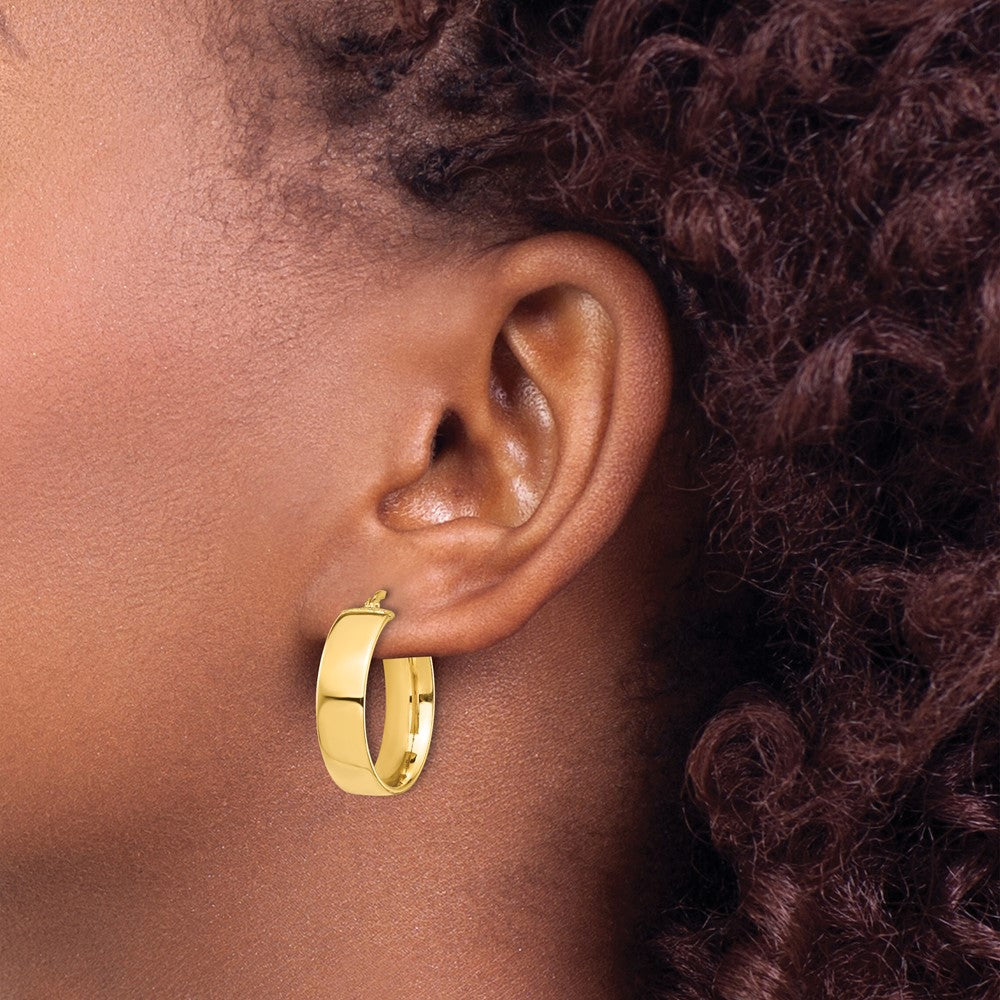 14k 7x24mm High Polished Tube Hoop Earrings