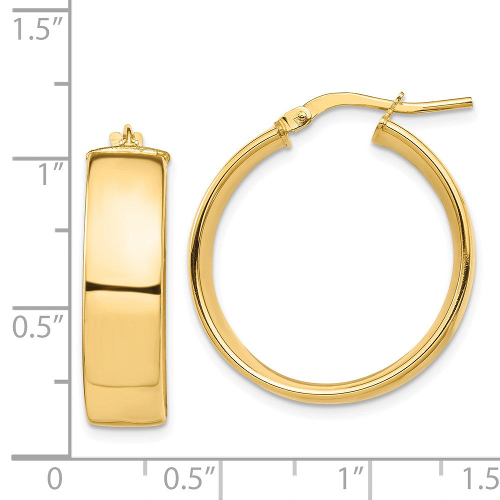 14k 7x24mm High Polished Tube Hoop Earrings