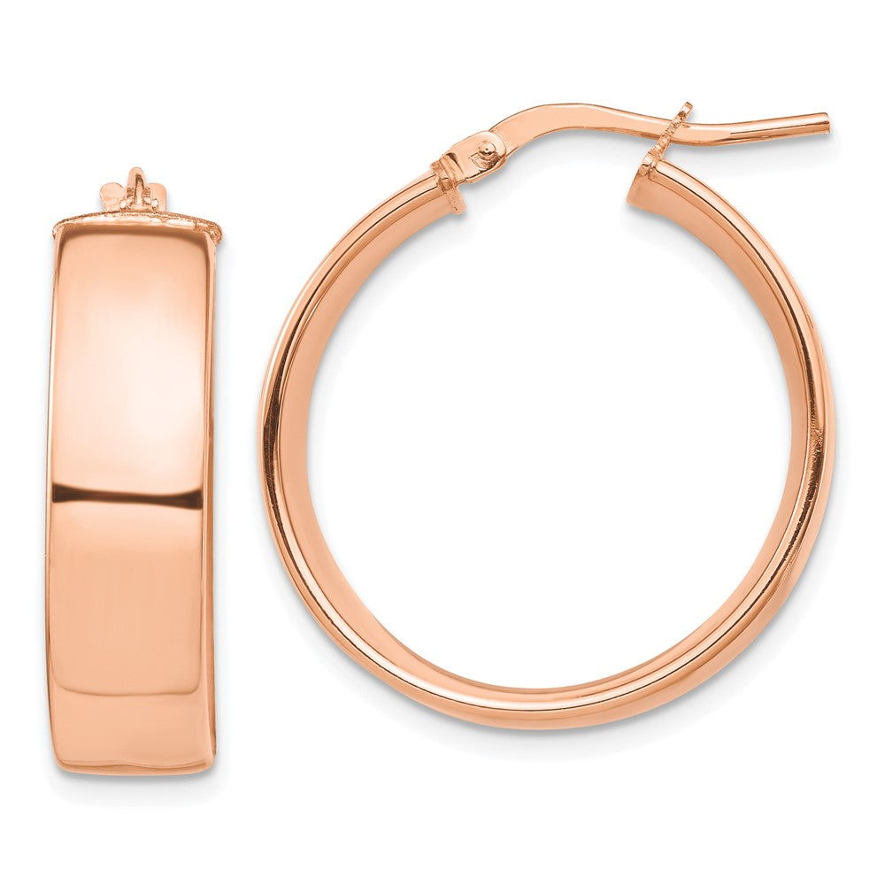 14k Rose Gold 7x24mm High Polished Tube Hoop Earrings