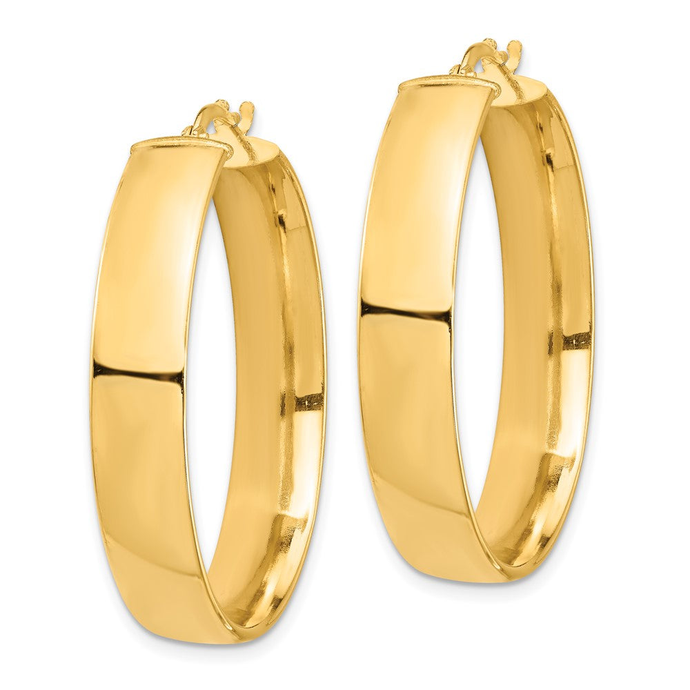 14k 7x35mm High Polished Tube Hoop Earrings