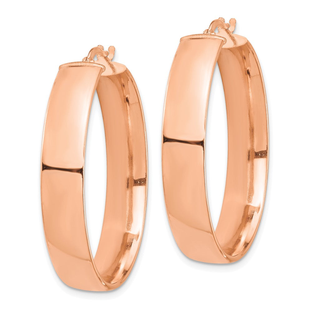 14k Rose Gold 7x35mm High Polished Tube Hoop Earrings