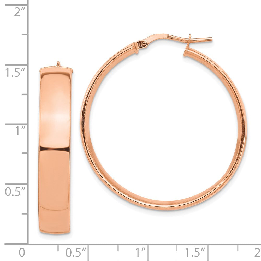 14k Rose Gold 7x35mm High Polished Tube Hoop Earrings