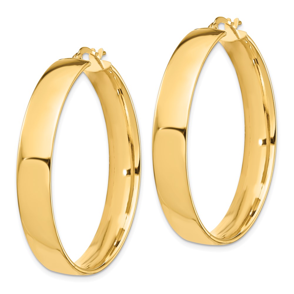 14k 7x40mm High Polished Tube Hoop Earrings