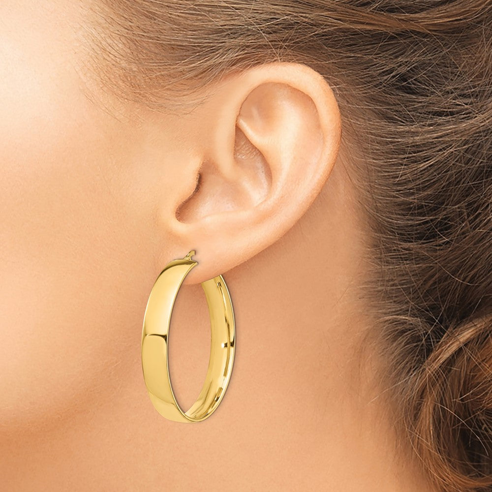 14k 7x40mm High Polished Tube Hoop Earrings