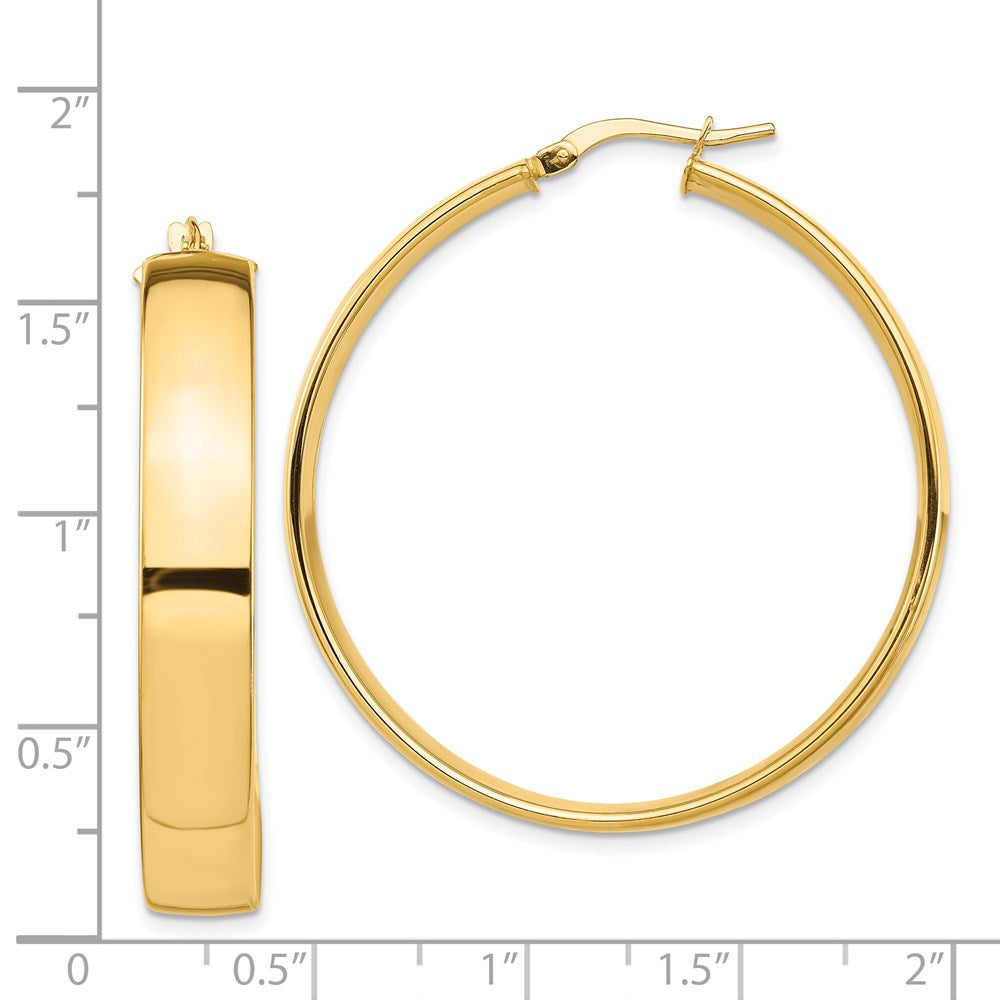 14k 7x40mm High Polished Tube Hoop Earrings