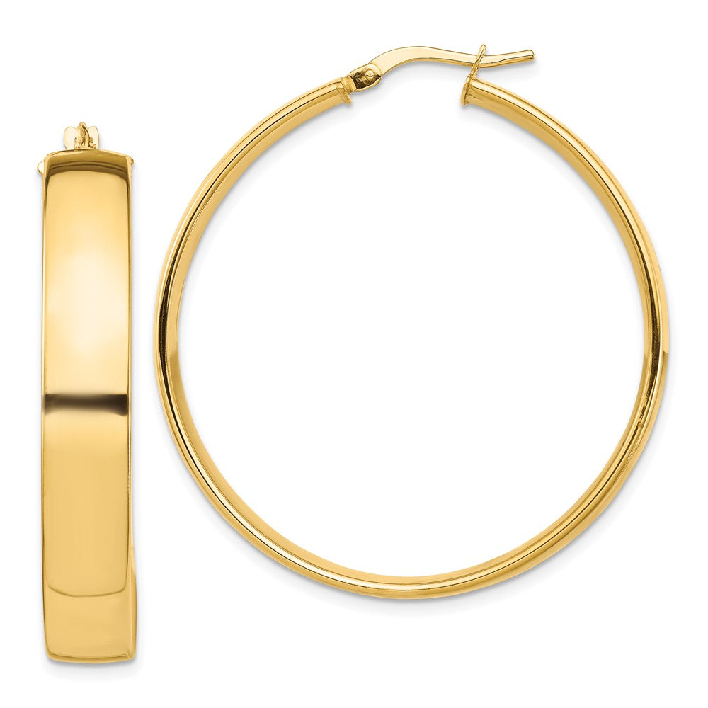 14k 7x40mm High Polished Tube Hoop Earrings