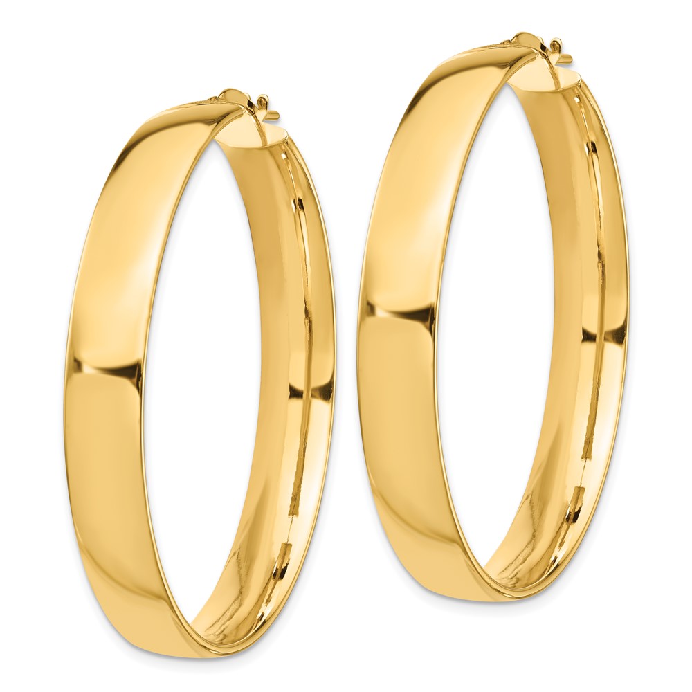 14k 7x45mm High Polished Tube Hoop Earrings