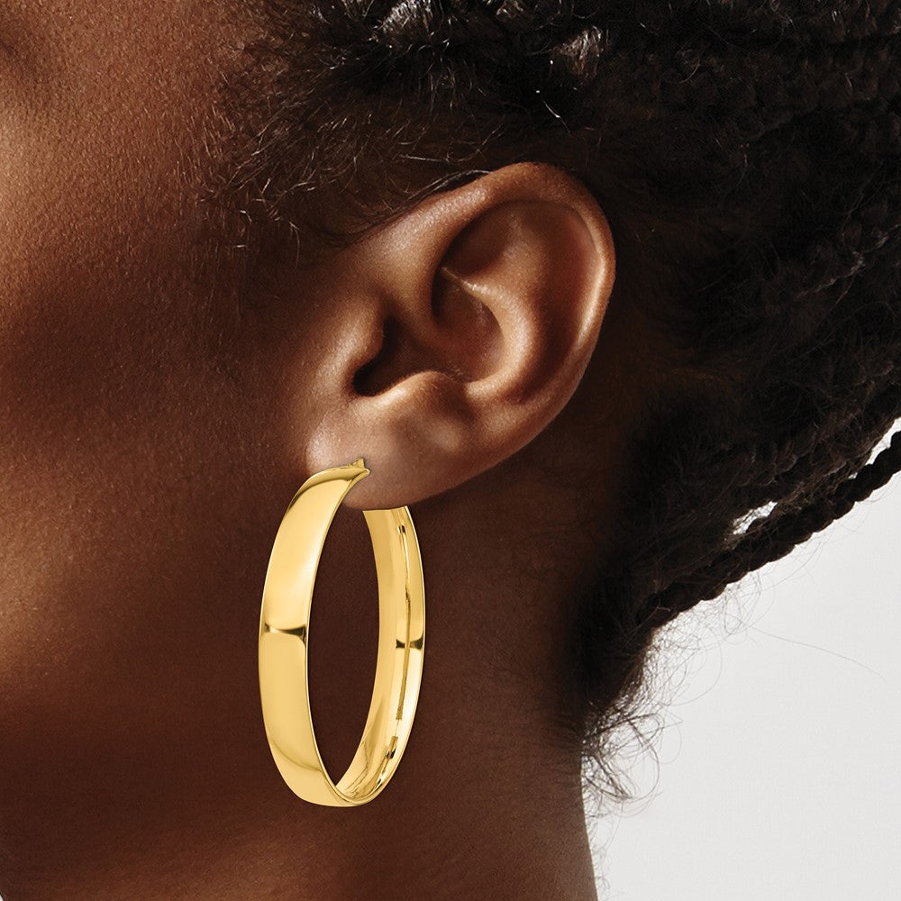 14k 7x45mm High Polished Tube Hoop Earrings