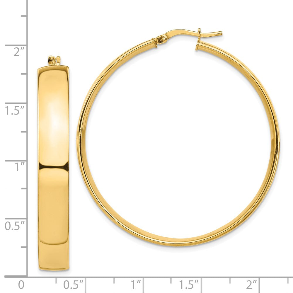 14k 7x45mm High Polished Tube Hoop Earrings