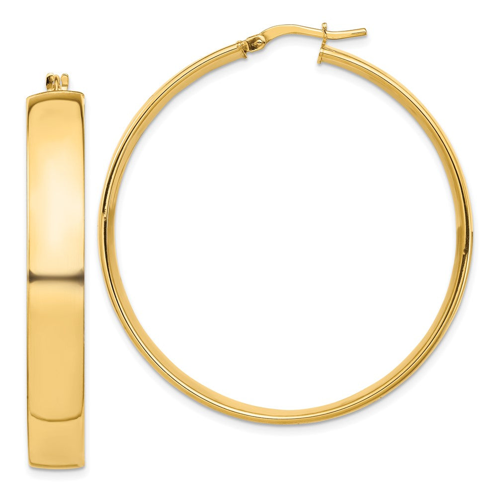 14k 7x45mm High Polished Tube Hoop Earrings