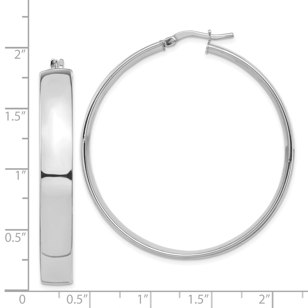 14k White Gold 7x45mm High Polished Tube Hoop Earrings
