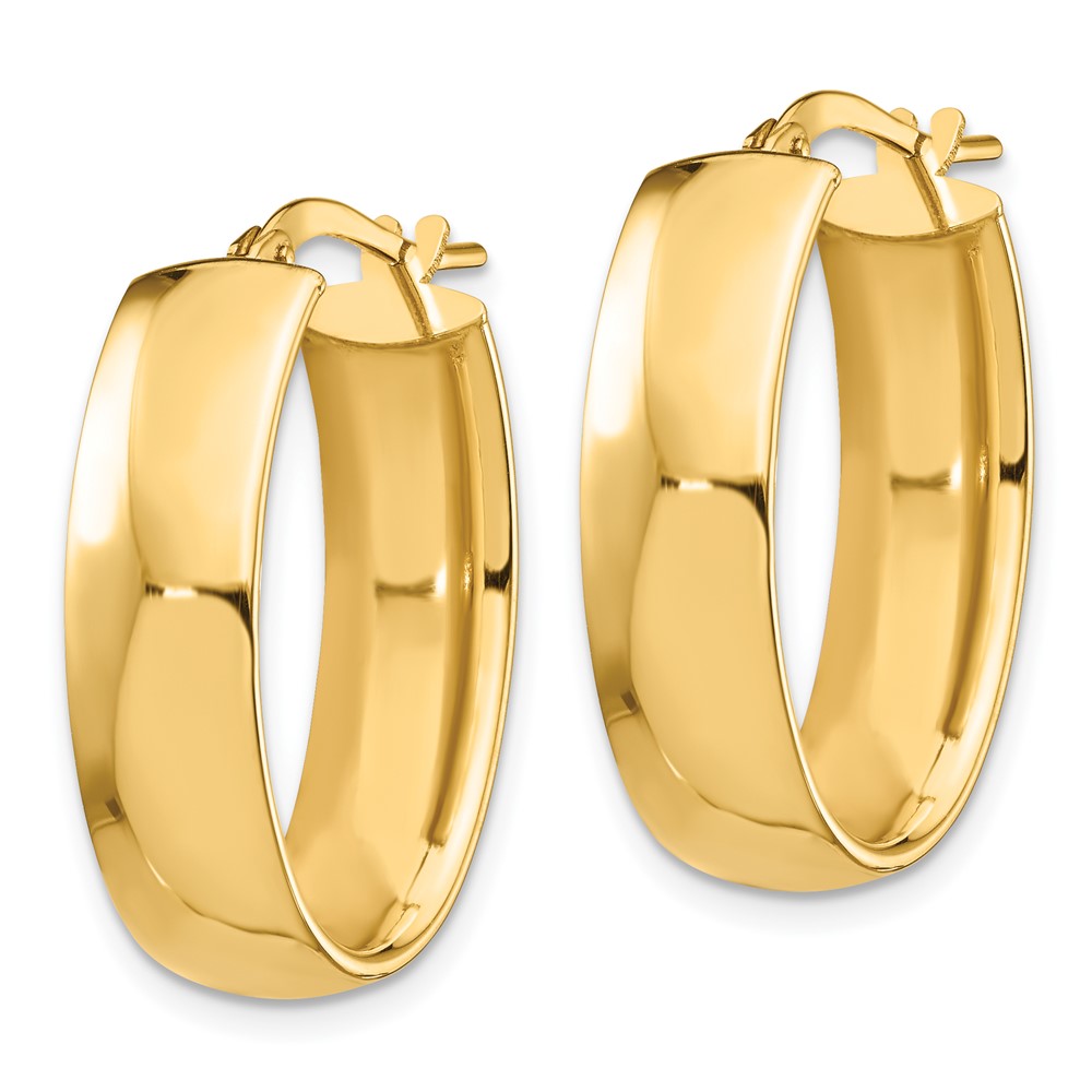 14k 7x24mm High Polished Oval Tube Hoop Earrings