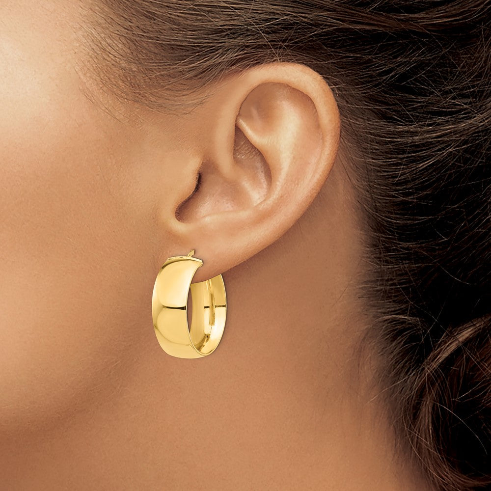 14k 10x28mm High Polished Tube Hoop Earrings