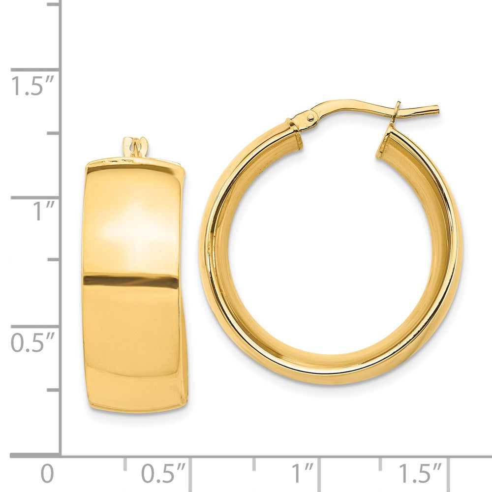 14k 10x28mm High Polished Tube Hoop Earrings