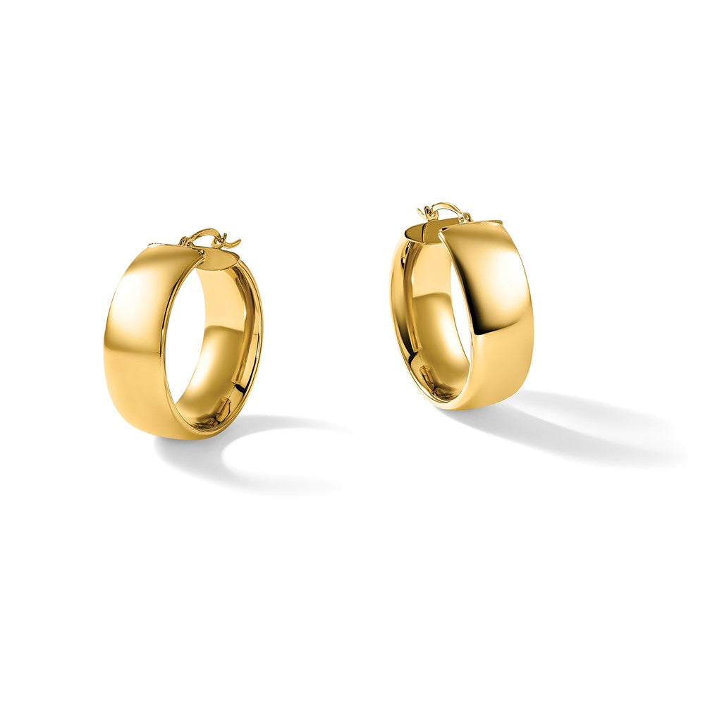 14k 10x28mm High Polished Tube Hoop Earrings