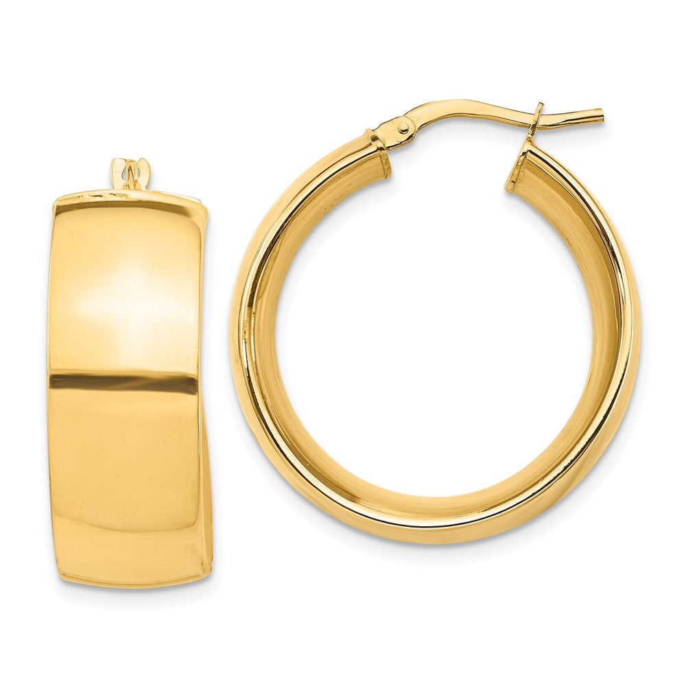 14k 10x28mm High Polished Tube Hoop Earrings