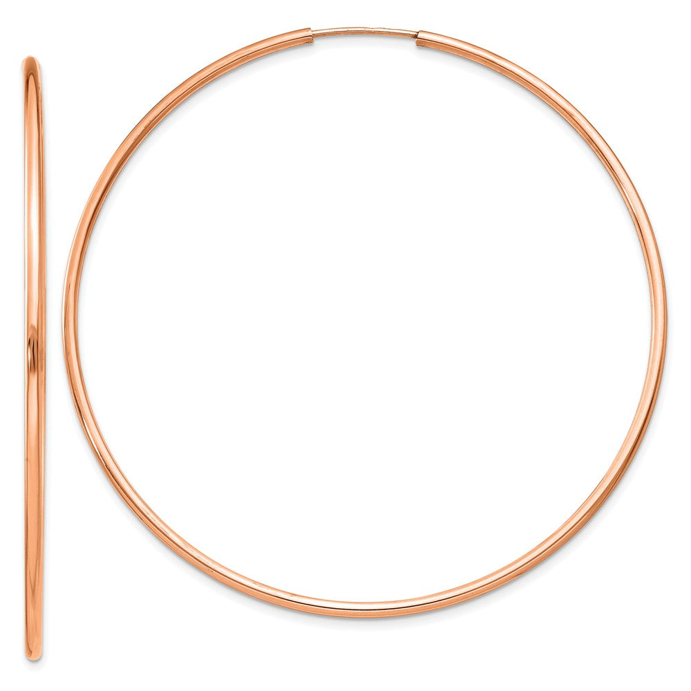 14k Rose Gold 1.5x57mm Polished Endless Tube Hoop Earrings