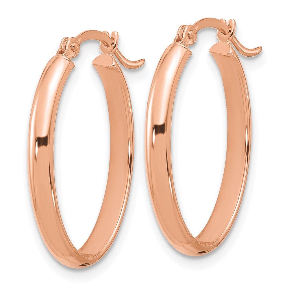 14K Rose Gold 3x23mm Oval Tube Hoop Earrings