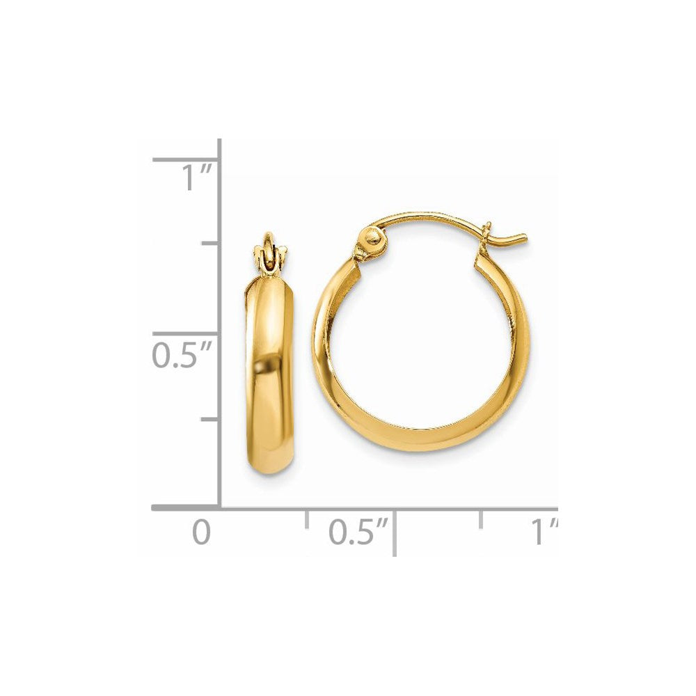 14k 3.5x14mm Polished Hoop Earrings
