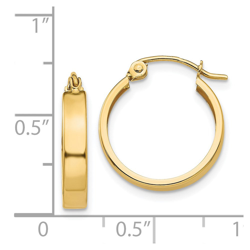14k 3x14mm Polished Hoop Earrings