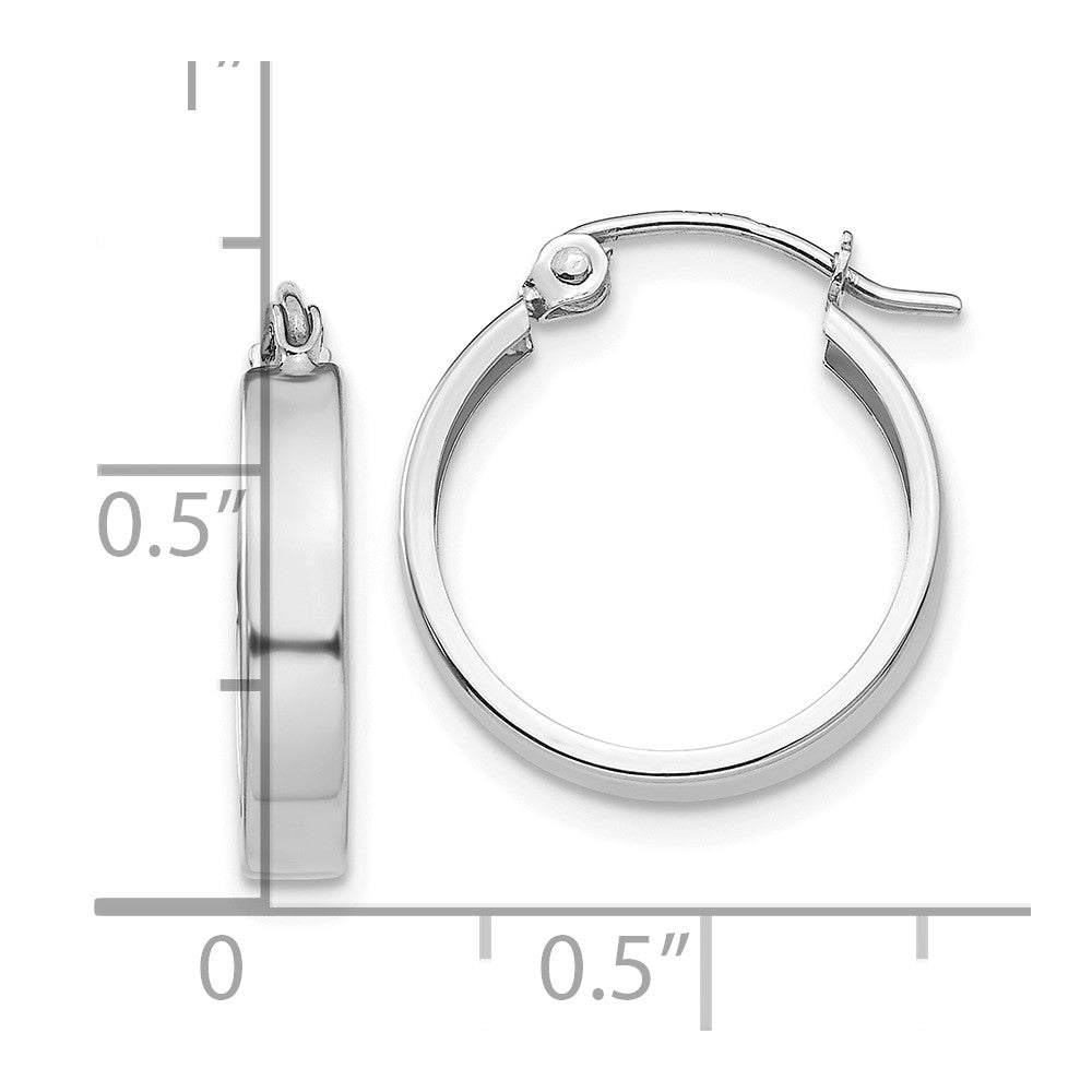 14k White Gold 3x14mm Polished Hoop Earrings