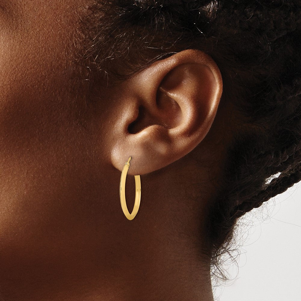 14K 2.25x25mm Polished Knife-Edge Tube Hoop Earrings
