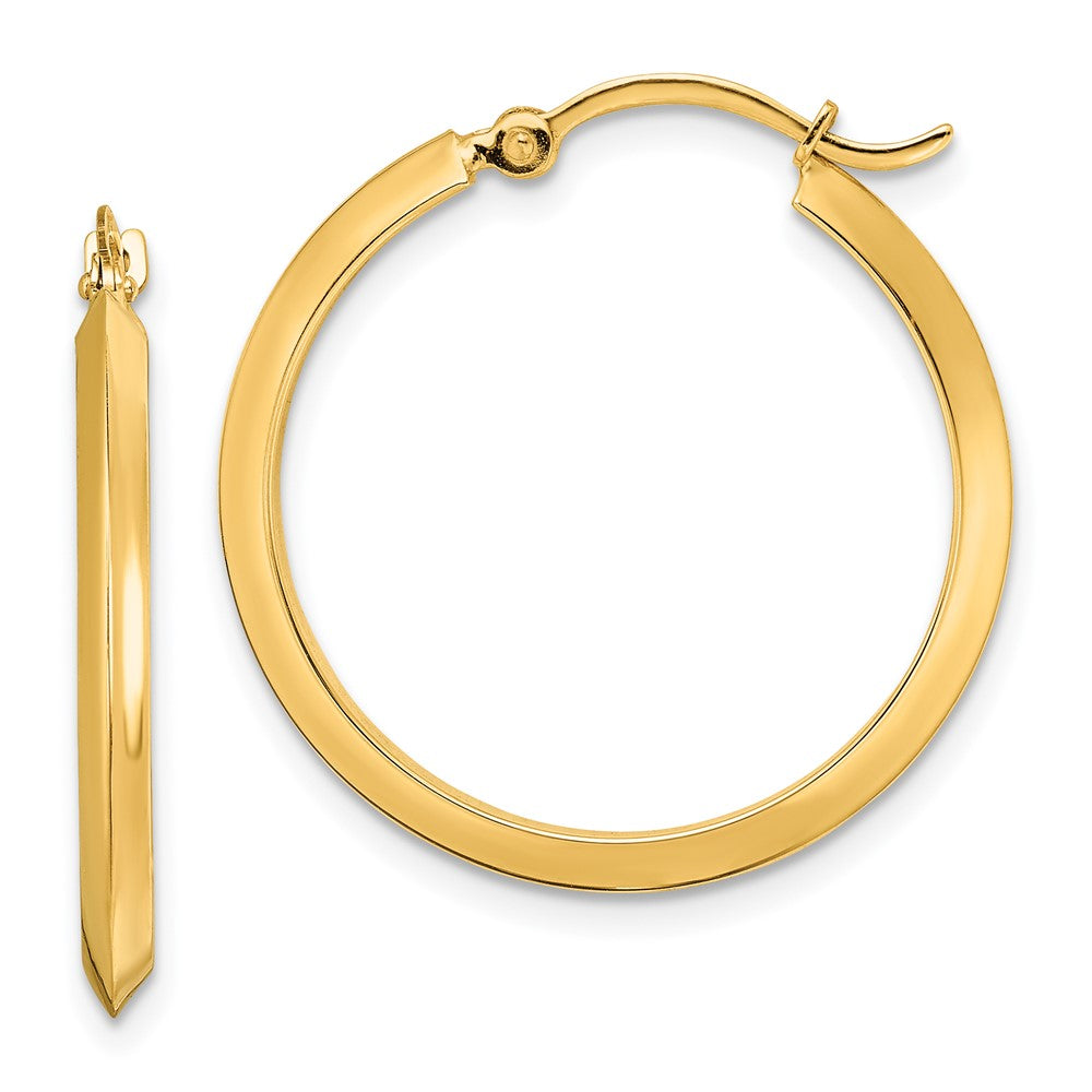 14K 2.25x25mm Polished Knife-Edge Tube Hoop Earrings