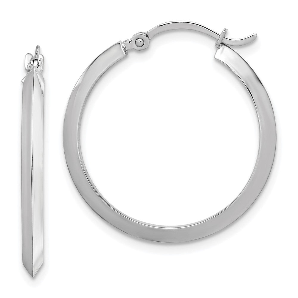 14K White Gold 2.25x25mm Polished Knife-Edge Tube Hoop Earrings