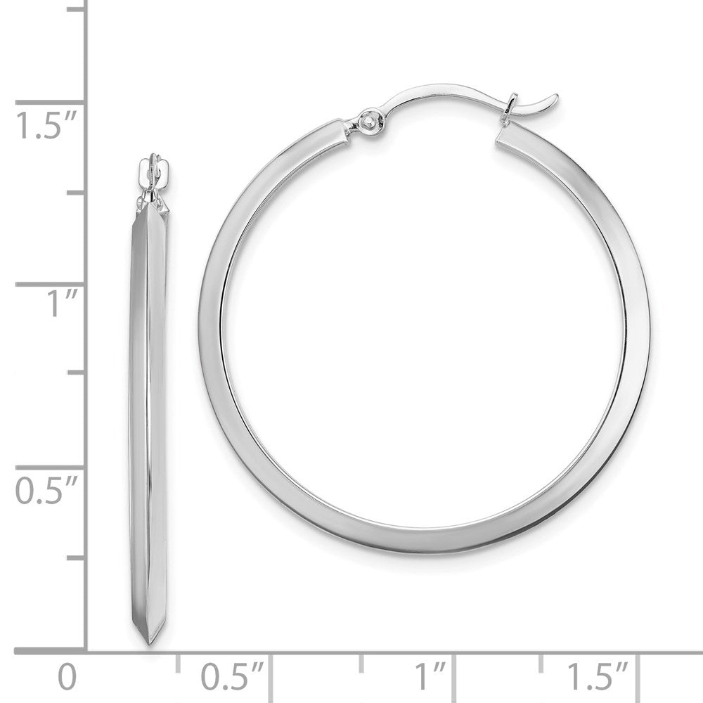 14K White Gold 2.25x32mm Polished Knife-Edge Tube Hoop Earrings
