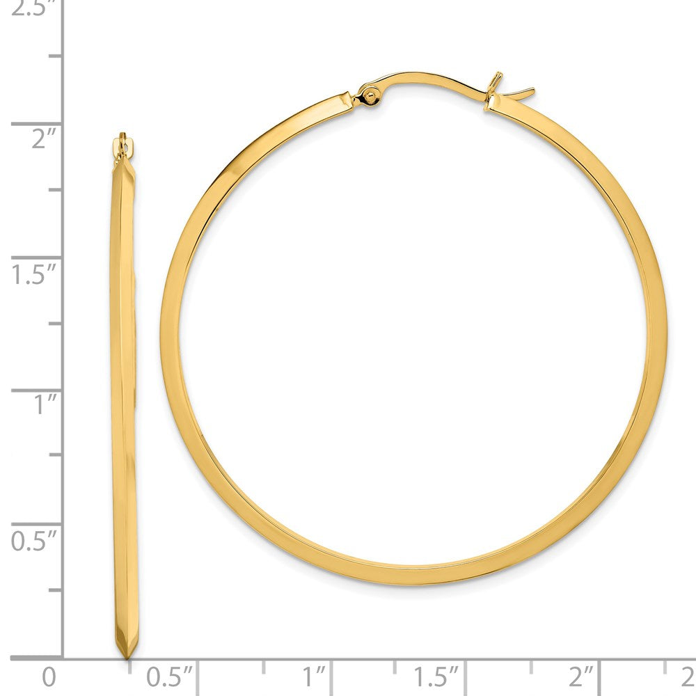 14K 2.25x52mm Polished Knife-Edge Tube Hoop Earrings