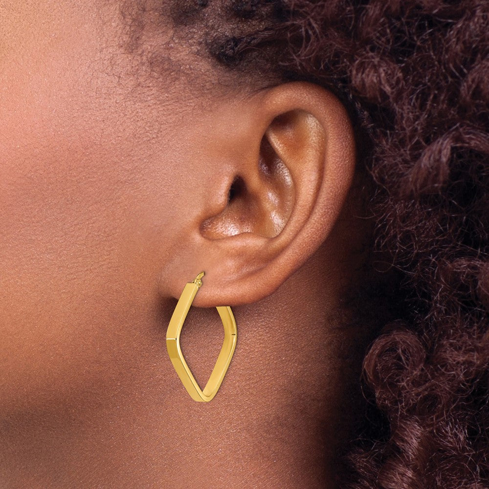 14K 2x30mm Square Tube Hoop Earrings